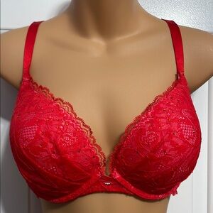 Victoria's Secret Red Lace Full-Coverage Bra